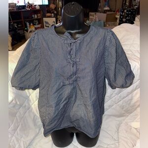 Loft Chambray Bow Striped Top